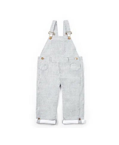 Dotty Dungarees Unisex Seersucker Overalls - Baby, Little Kid, Big Kid In Gray