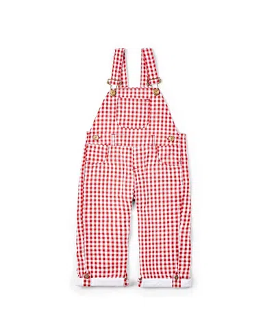 Dotty Dungarees Unisex Seersucker Overalls - Baby, Little Kid, Big Kid In Red
