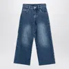 Dou Dou Blue Washed Denim Jeans In Blue
