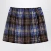 Dou Dou Grey/blue Wool Blend Checked Skirt In Multicolor