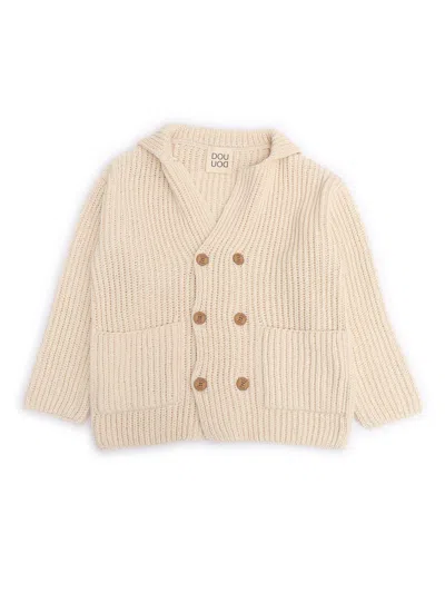 Dou Uod Kids' Knit Cardigan In White