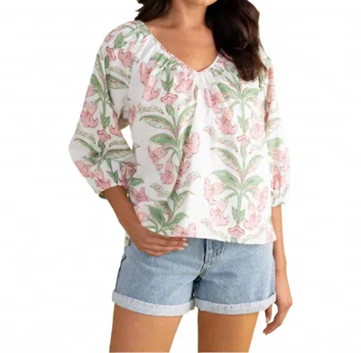 Double A Beatrice V Neck Top In Lily Stripe In Multi