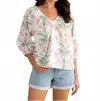 Double A Beatrice V Neck Top In Lily Stripe In Multi