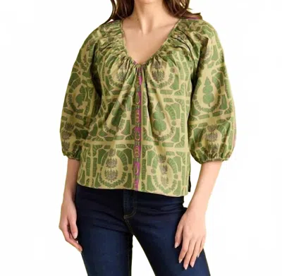 Double A Beatrice V Neck Top In Topiary In Multi
