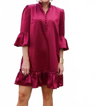 Double A Chelsea Ruffle Hem Dress In Beet Red