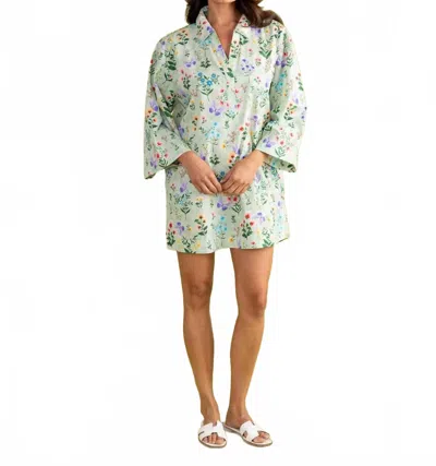 Double A Colette Floral Flowy Sleeves Dress In Meadow Botanical In Green