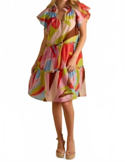 Double A Dayna Tiered Mini Dress In Moderne Mod In Multi