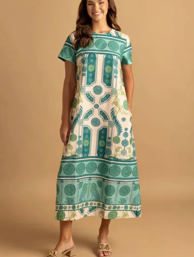 Double A Ellie Dress In Lagoon/cream In Multi