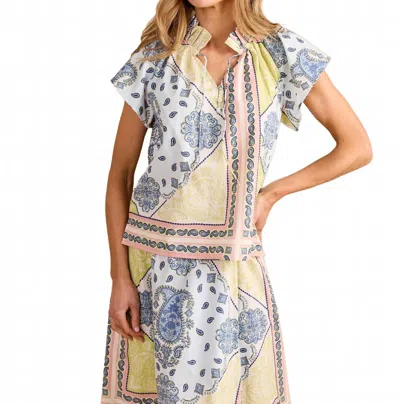 Double A Em Flutter Sleeves Top In Apple Bandana In Multi