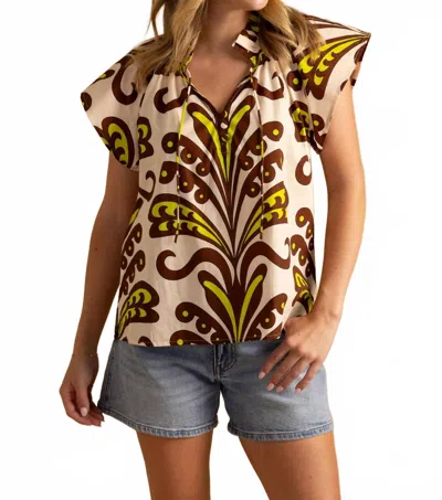 Double A Em Flutter Sleeves Top In Ornament In Multi