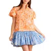 Double A Gia Pleated Mini Dress In Melon Pagoda In Orange