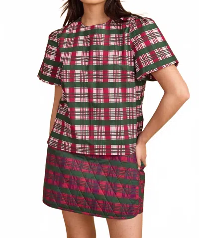 Double A Jamie Top In Party Plaid Pale Rose In Multi