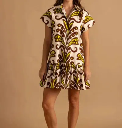 Double A Jenny Mini Dress In Lime/chocolate In Multi