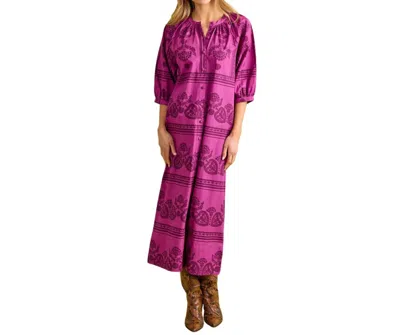 Double A Madeleine Dress In Garden Motif Violet In Purple