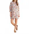 Double A Paloma 3/4 Sleeve Mini Dress In Nepal Floral In Blue