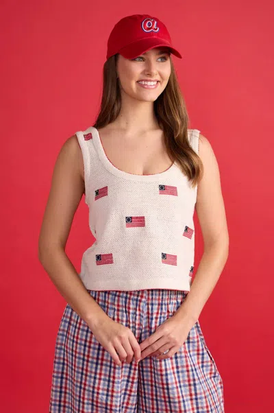 Double A Roxy Tank Top In Betsy Rose/ White In Multi