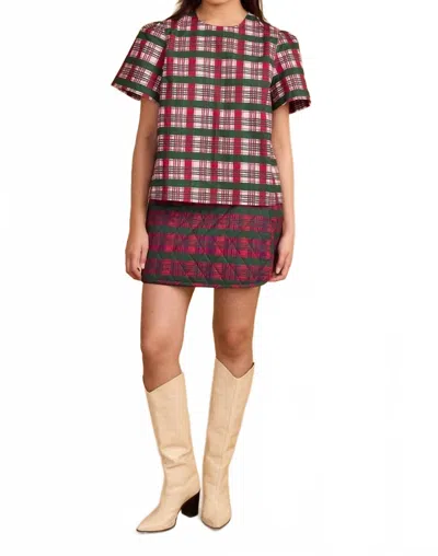 Double A Stevie Mini Skirt In Beet Red Party Plaid In Multi