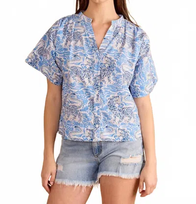 Double A Tigris Elena V-neck Top In Blue