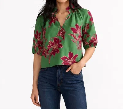 Double A Trish Printed Top In Verde Ochid In Multi