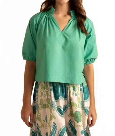 Double A Trish Top In Lagoon In Pink