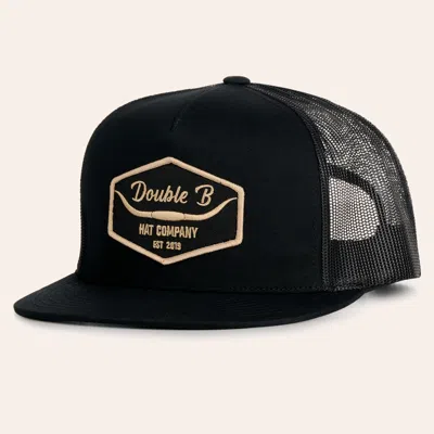 Double B Hat Co. Outlaw Black Embroidered Patch Flat Bill Trucker Cap