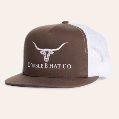 Double B Hat Co. Stockyard Brown & White Embroidered Logo Cap