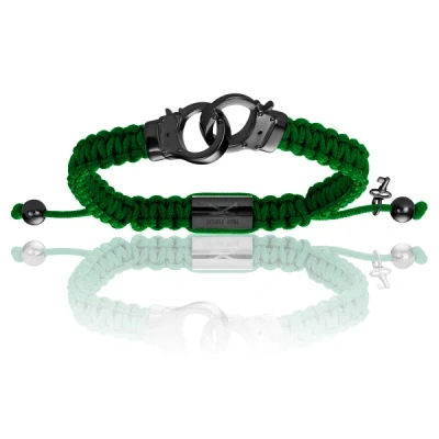 Double Bone Bracelets Men's Black Pvd Hand-cuff With Military Green Polyester Bracelet Unisex In Gray