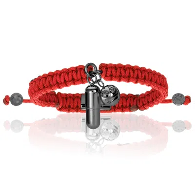 Double Bone Bracelets Men's Black Pvd Pill Emoji With Red Polyester Bracelet Unisex