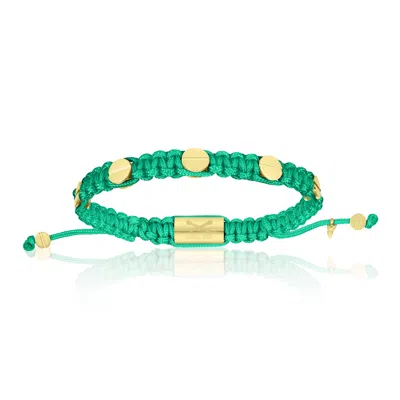 Double Bone Bracelets Men's Blue Yellow Gold Amore Screws With Cyan Polyester Bracelet Unisex In Green