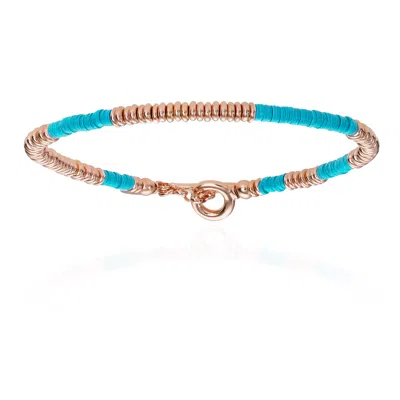 Double Bone Bracelets Men's Gold / Blue Blue African Beaded Bracelet With Rose Gold Beads Unisex In Gray