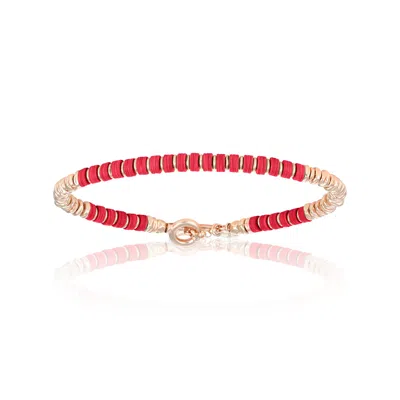 Double Bone Bracelets Men's Medium Red African Beaded Bracelet With Pink Gold Unisex