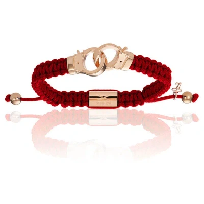 Double Bone Bracelets Men's Pink Gold Hand-cuff With Red Wine Polyester Bracelet Unisex