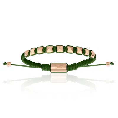 Double Bone Bracelets Men's Pink Gold Studs With Military Green Polyester Bracelet Unisex In Gray