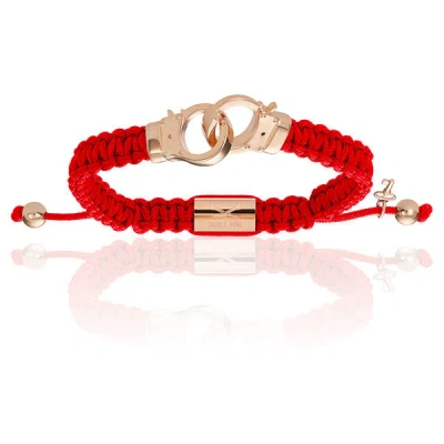 Double Bone Bracelets Men's Red Hand-cuff With Pink Gold Polyester Bracelet Unisex