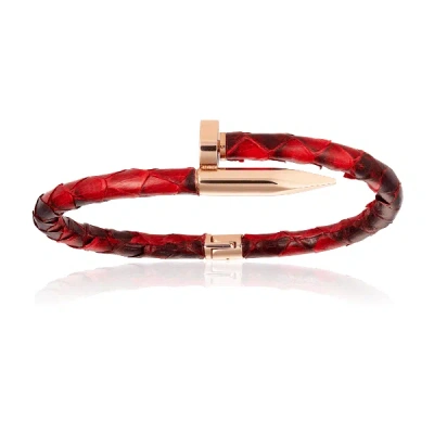 Double Bone Bracelets Men's Red Python Bracelet With Rose Gold Nail Unisex