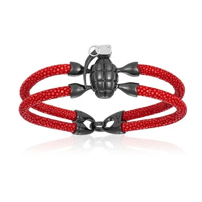 Double Bone Bracelets Men's Red Stingray Bracelet With Black Pvd Grenade Unisex