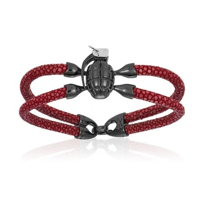 Double Bone Bracelets Men's Red Wine Stingray Bracelet With Black Pvd Grenade Unisex