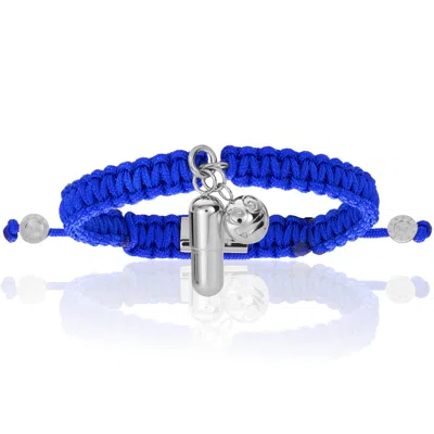 Double Bone Bracelets Men's Silver Pill Emoji With Blue Polyester Bracelet Unisex In Gray