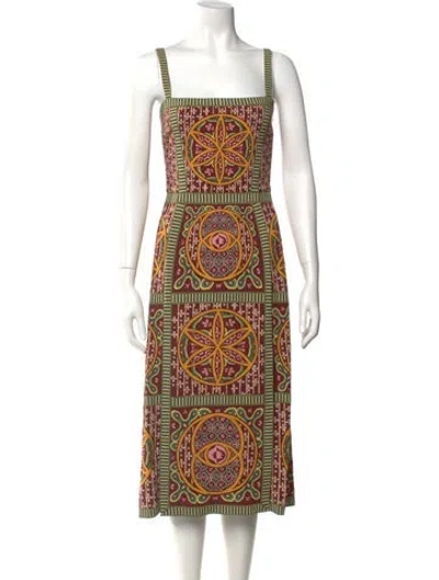 Pre-owned Double C Graphic Print Midi Length Dress W/ Tags In Multi