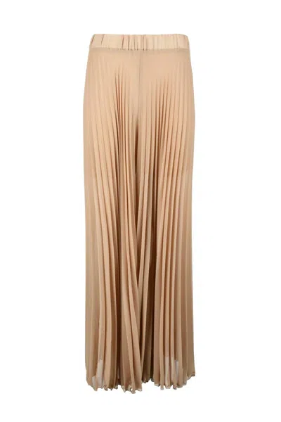 Double C Pleated Polyester Trousers - Beige In Neutral