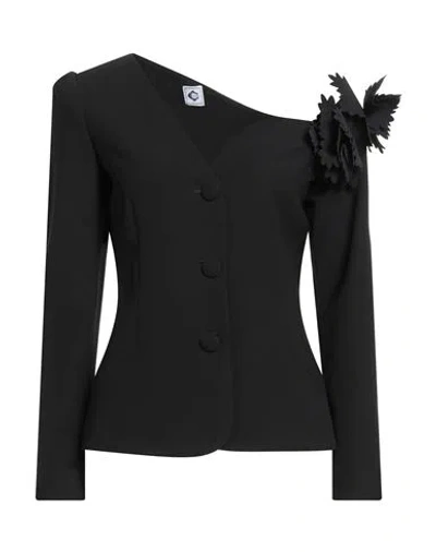 Double C Woman Blazer Black Size 6 Polyester, Elastane