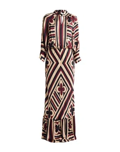 Double C Woman Maxi Dress Burgundy Size 10 Viscose In Red