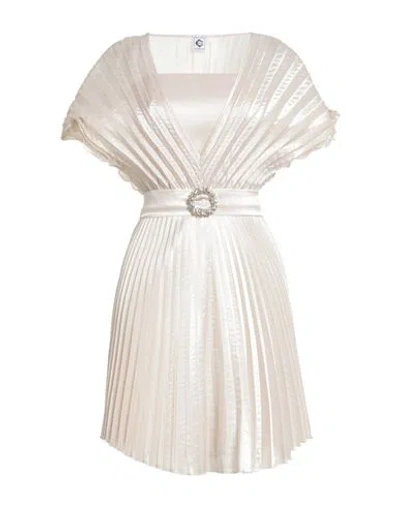 Double C Woman Mini Dress Beige Size 8 Polyester, Nylon, Elastane In Neutral
