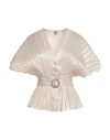 Double C Woman Shirt Beige Size 12 Polyester, Nylon, Elastane In White