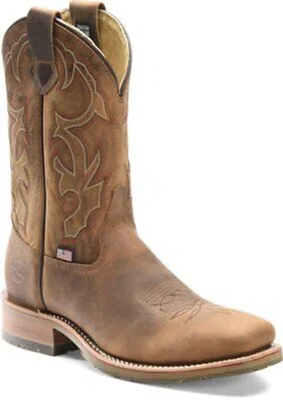 Pre-owned Double-h Boots Men's 11” Anton Steel Toe Ice™ Roper Work Boot Old Town Folklore In Brown