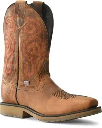 Pre-owned Double-h Boots Men's 11" Bertram Domestic Wide Square Steel Toe Work Boot Tan - In Brown