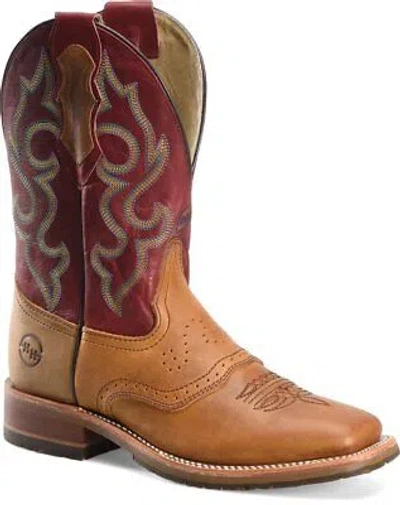 Pre-owned Double-h Boots Men's 11” Odie Wide Square Toe Ice™ Roper Western Boot Red/tan -