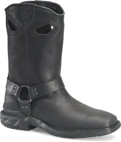 Pre-owned Double-h Boots Men's 11” Phantom Rider Longranch Soft Toe Eh Harness Roper Work In Black