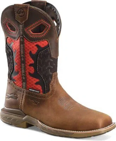Pre-owned Double-h Boots Men's 11" Purge Composite Toe Waterproof Roper Work Boot Red/brow