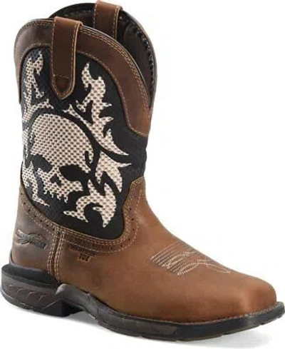Pre-owned Double-h Boots Men's 11" Witness Composite Toe Non-metallic Roper Work Boot In Medium Bro